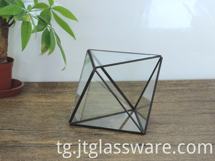 Pentagon Ball Shape Open Glass Geometric Terrarium1